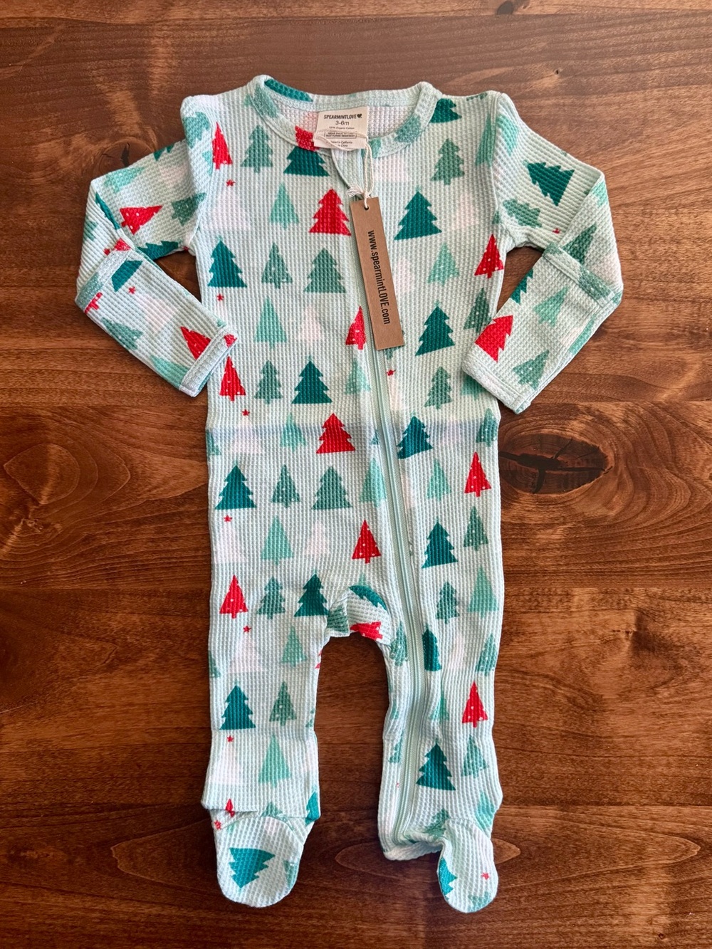 NWT Spearmint Love Organic Cotton Christmas Winter Pine Tree Pajamas 3-6 Months